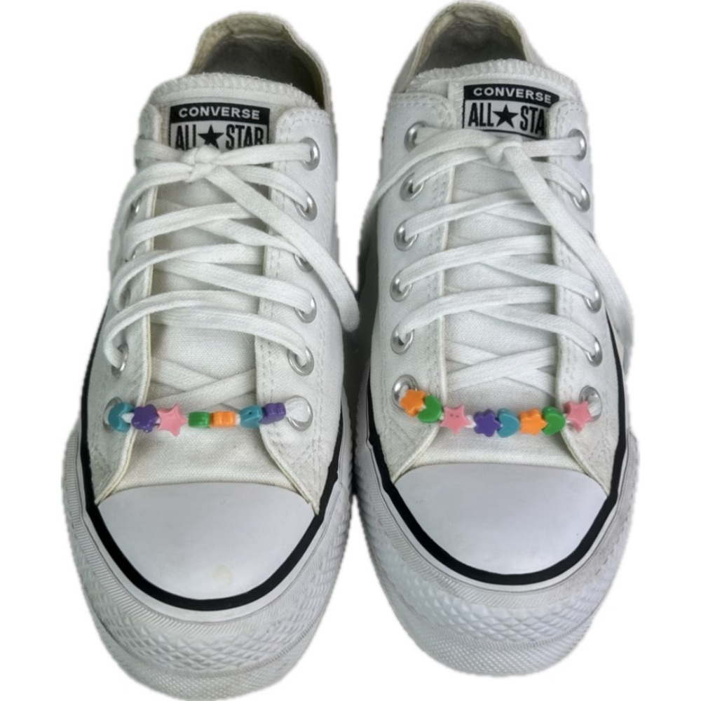 Converse Chuck Taylor All Stars Low Top Sneakers customized with shoelace beads